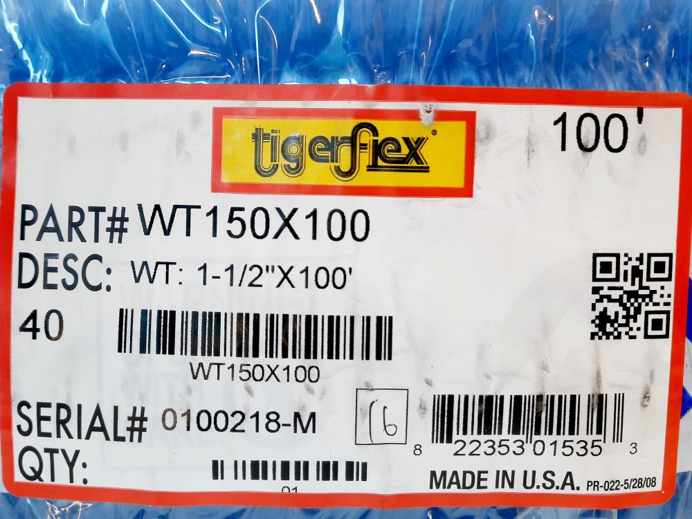 Kuriyama Tigerflex WT1-1/2"X100' Food Grade Material Handling Hose WT150x100