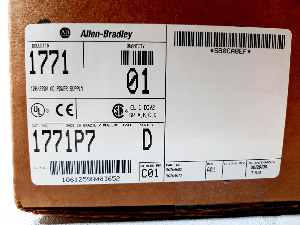 ALLEN BRADLEY 1771-P7 D POWER SUPPLY SER.D REV. C01 1771P7