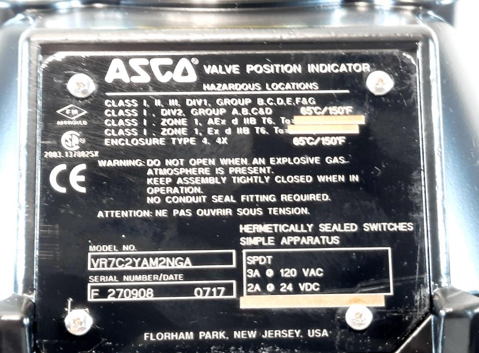 Asco Rotary Valve Position Indicator VR7C2YAM2NGA