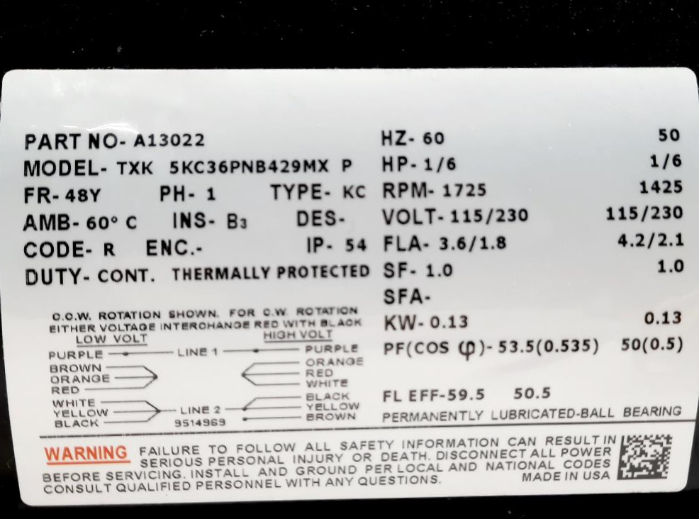 ADI Dia-Vac Pump Model# R221-FP-RA1 w/Marathon Electric Motor 5KC36PNB429MX