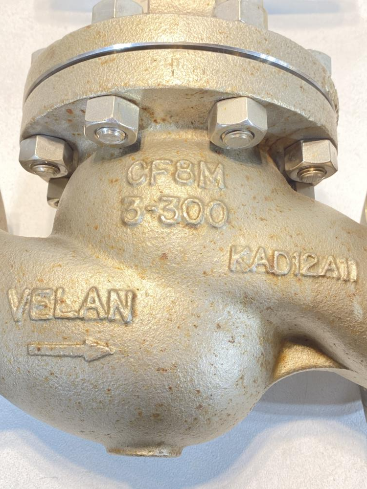 VELAN 3” 300# RF Flanged  Y-Pattern Globe Valve CF8M