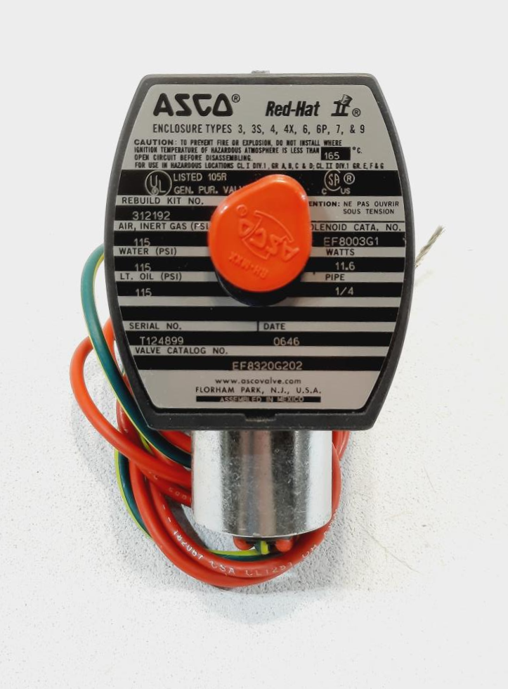 ASCO Red-Hat II 1/4" NPT 3-Way Stainless Solenoid Valve EF8320G202 / EF8003G1