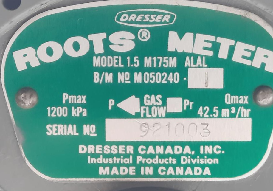 Dresser Roots Meter Model 1.5 M175M ALA Rotary Gas Meter 
