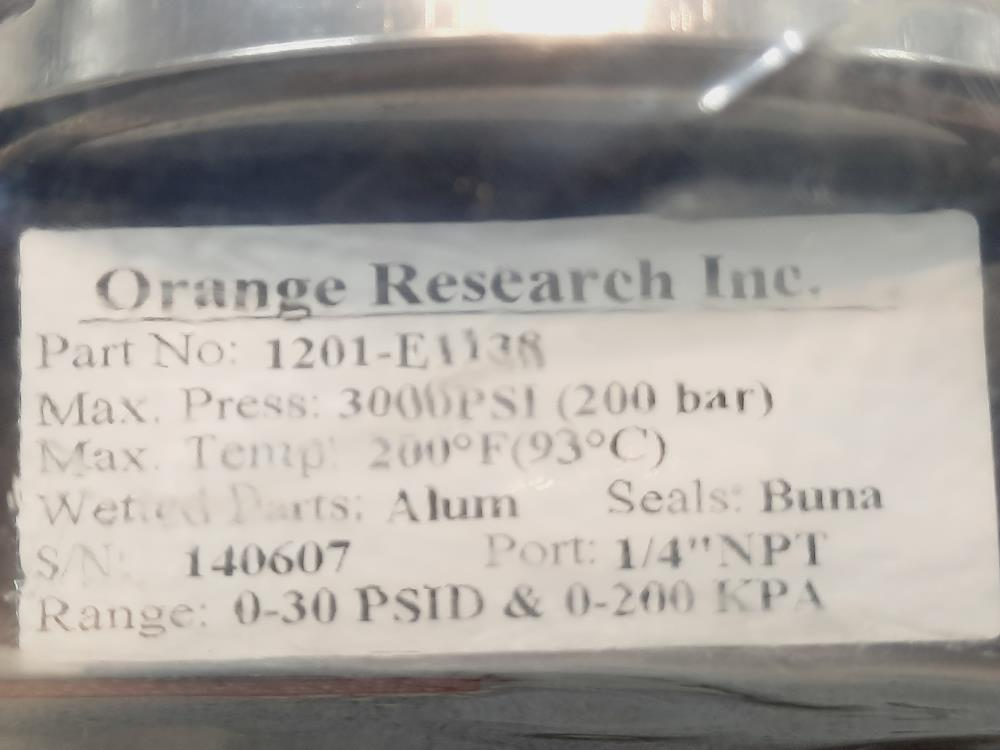 Orange Research 0 - 30 PSID & 0-200 KPA Differential Pressure Gauge 1201-E1138