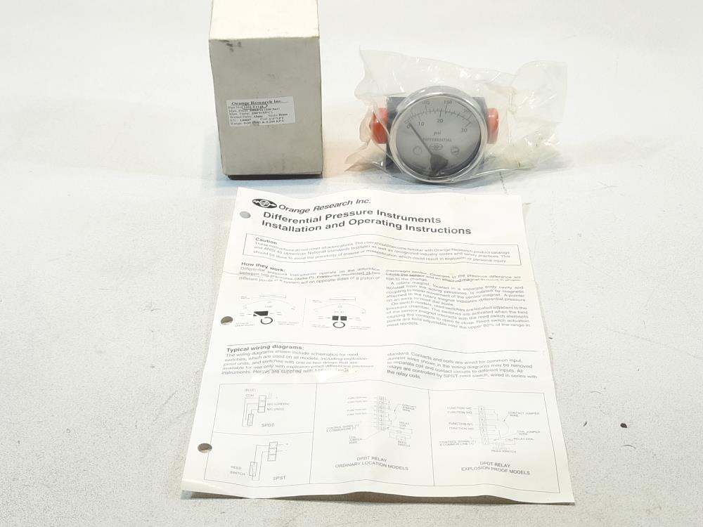 Orange Research 0 - 30 PSID & 0-200 KPA Differential Pressure Gauge 1201-E1138