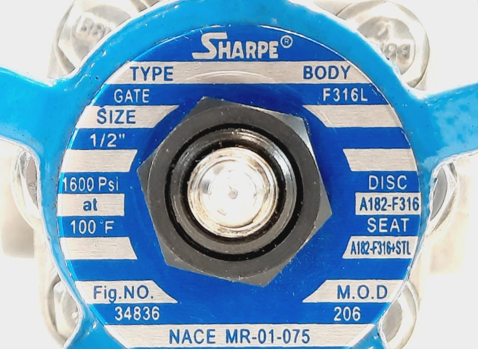 Sharpe 1/2" Threaded 316L Stainless Steel Gate Valve Class 800