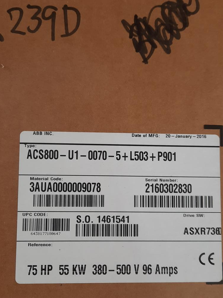 ABB ACS800 - U1-0070-5+L503+P901 VFD