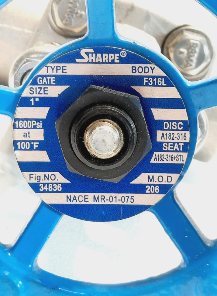 Sharpe 1" NPT 800# 316 Stainless Steel Gate Valve