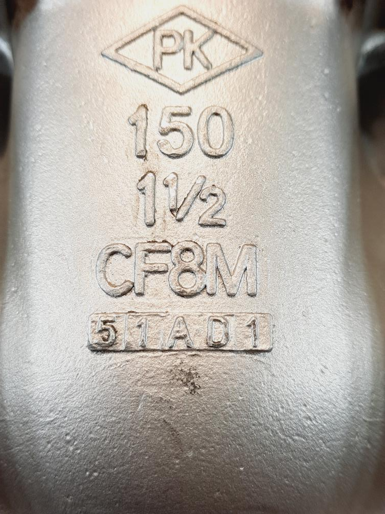 PK Valve 1-1/2" 150# CF8M Flanged Gate Valve Fig # 150RF 10SL-TFE