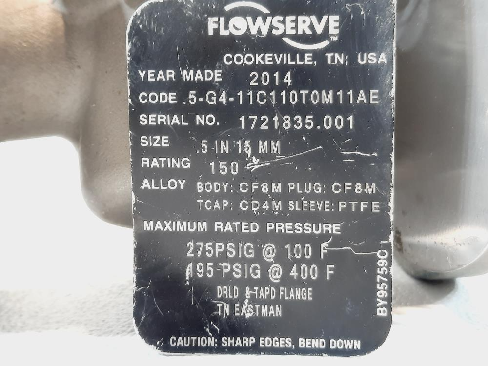 Durco Flowserve 1/2" 150# RF Flanged Plug Valve