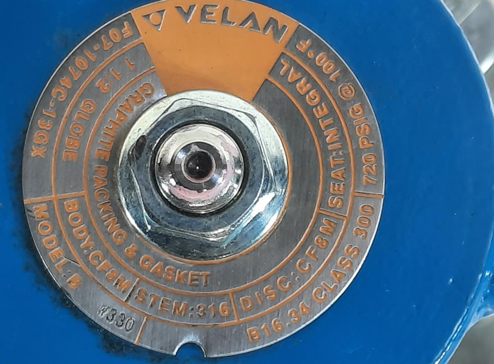 Velan 1-1/2" 150# RF Flanged Globe Valve, Model B W330