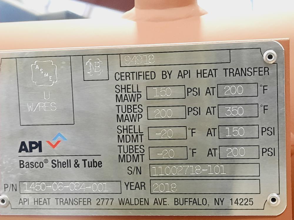 API Basco Shell & Tube Heat Exchanger 1450-06-084-001