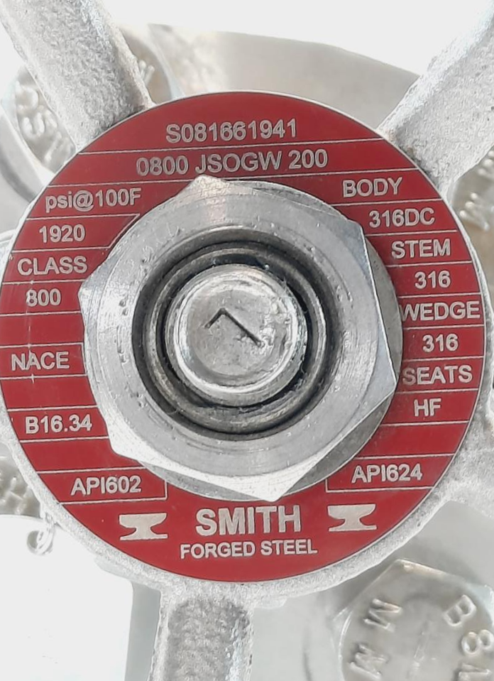Smith 2" 800# Socket Weld Gate Valve 316 Stainless Steel