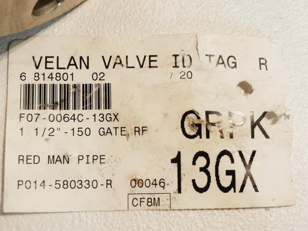 Velan 1-1/2" 150# CF8M Gate Valve Model: B