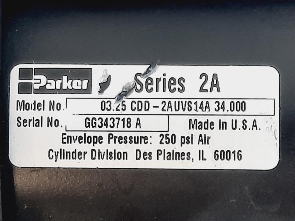 Parker Series 2A Cylinder Model: 03.25 CDD-2AUVS14A 34.00