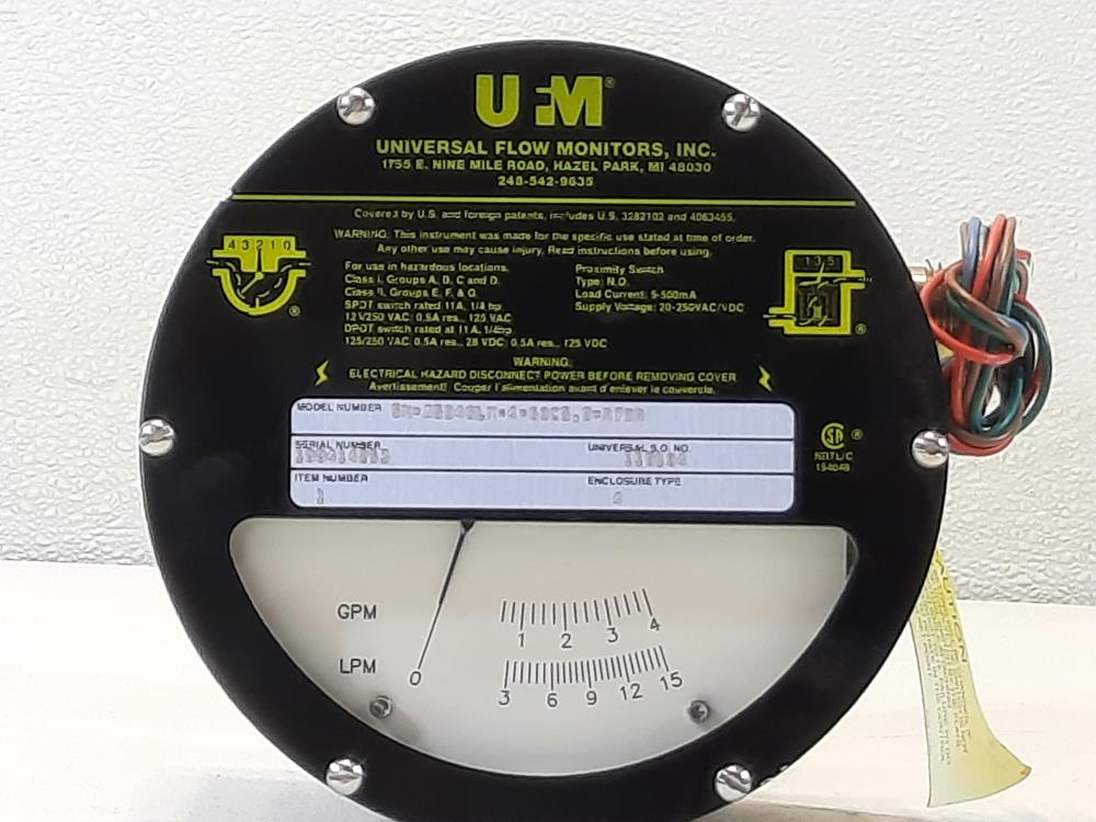 Universal Flow Monitor - Model #:SN-ASB4GLM-4-6BCS-9-R7WR