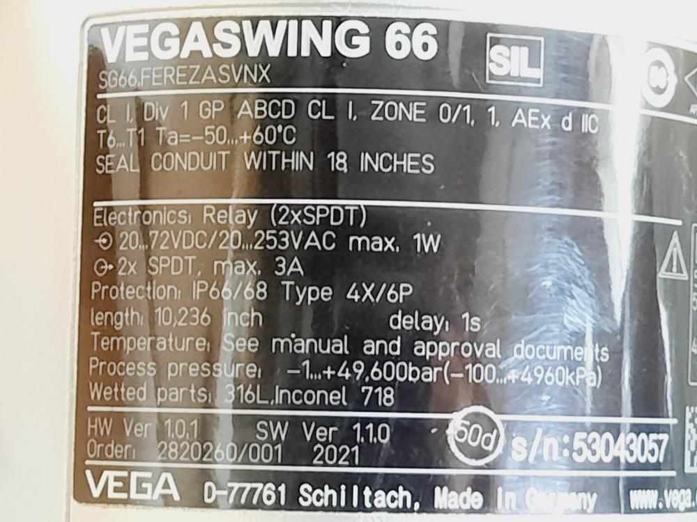 Vegaswing 66  Vibrating Level Switch SG66.FEREZASVNX
