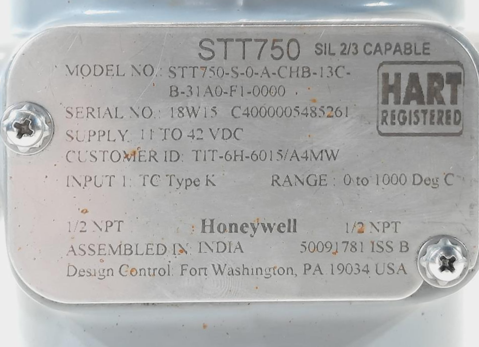Honeywell STT750 Temperature Transmitter STT750-S-0-A-CHB-13C