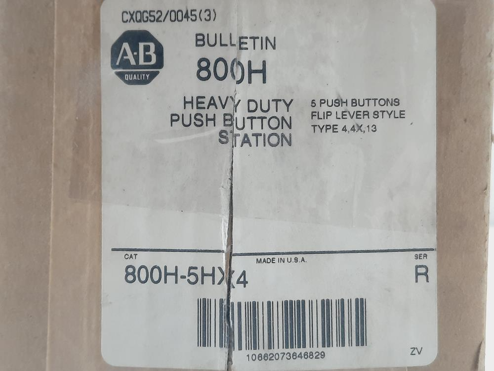 Allen Bradley Heavy Duty 5 Push Button Flip Level Station 800H-5HX4