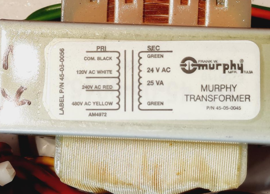 Murphy TR9193 Transformer Relay Assembly w/Relay RTE-P1AD24