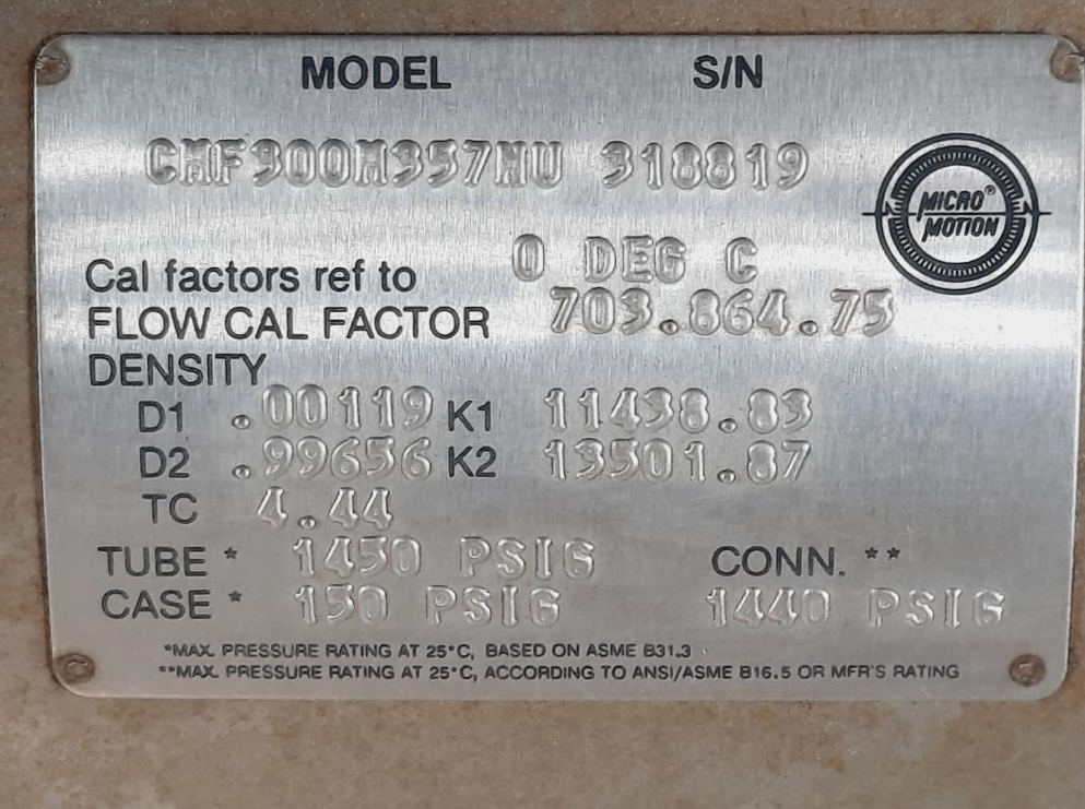 Micro Motion Coriolis Mass Flowmeter 3" CMF300M357NU