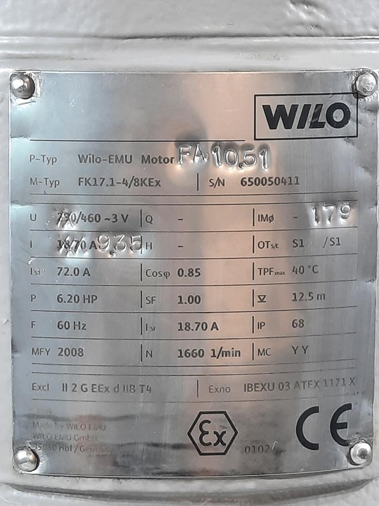 Wilo 4x4 Submersible Wastewater Pump FK17.3-4/8KEX