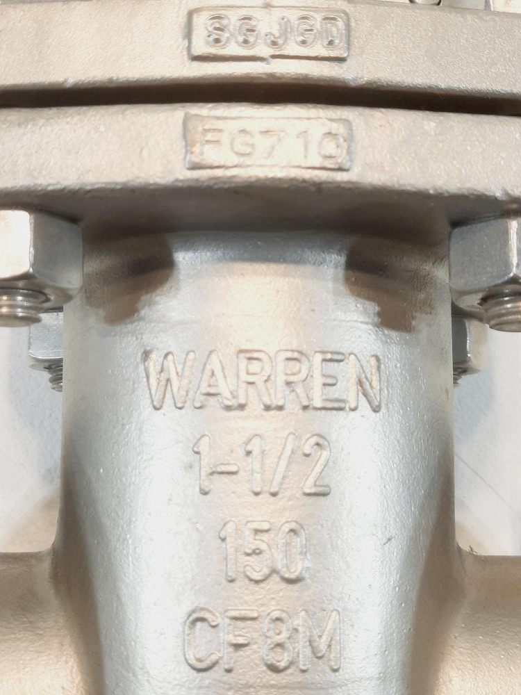 Warren 1-1/2" 150# CF8M Gate Valve FIG#: 1158