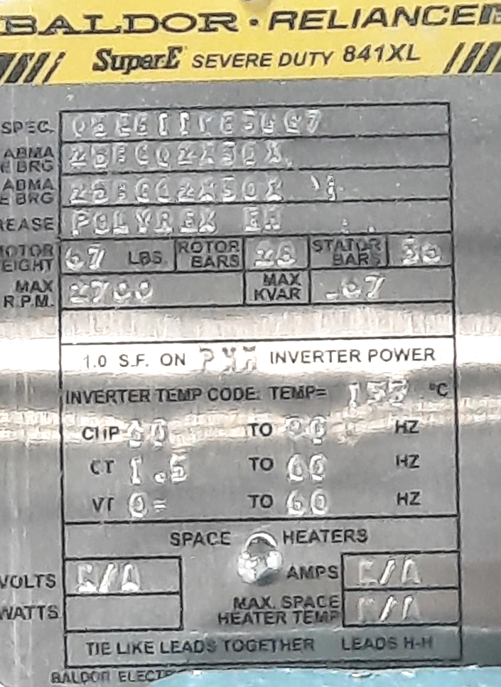 Baldor Reliance 2HP Motor 1755RPM, 145T Frame - Cat #: ECP83587T-4