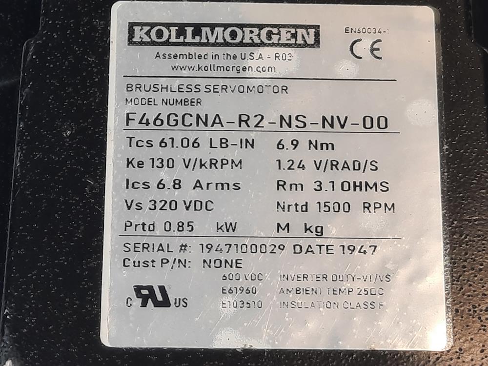 Kollmorgen Brushless Servomotor F46GCNA-R2-NS-NV-00