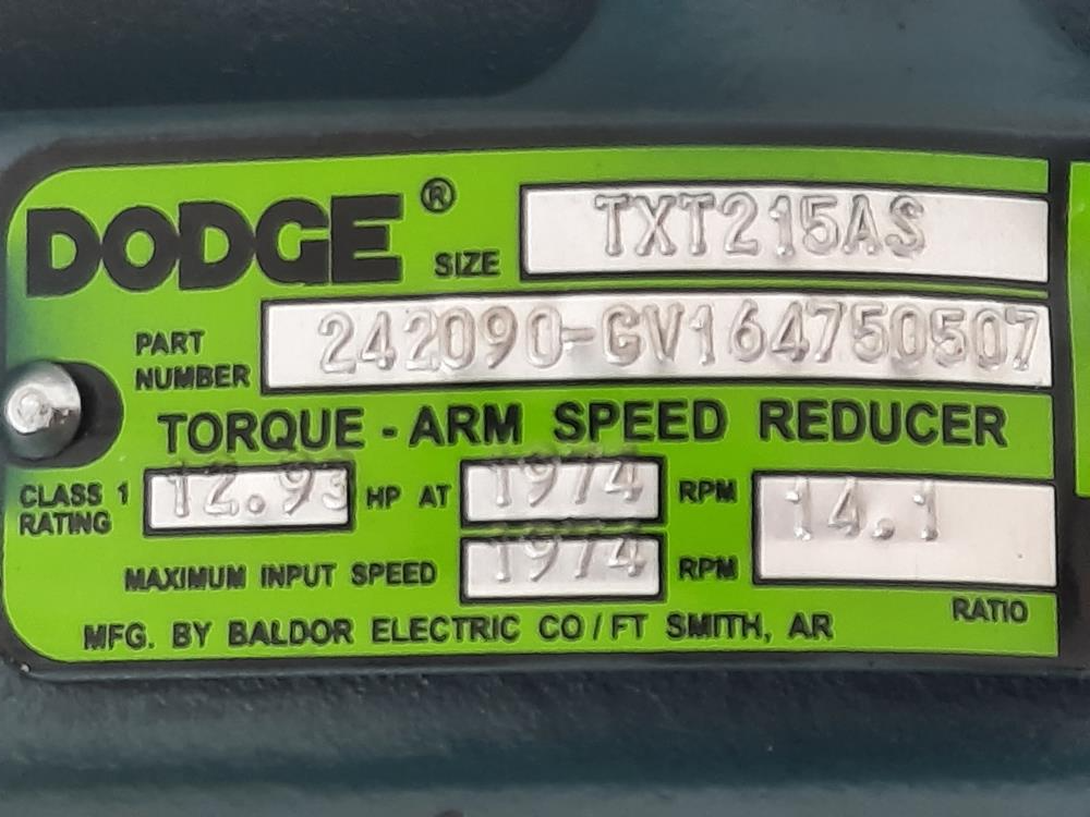 Dodge Torque-Arm Shaft Mounted Reducer Size: TXT215AS Part#: 242090-CV164750507