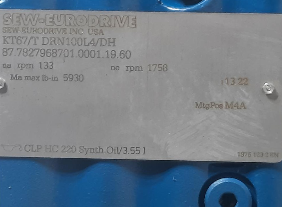 Sew-Eurodrive Gearbox KT67/T DRN100LA/DH W/ HP5.0