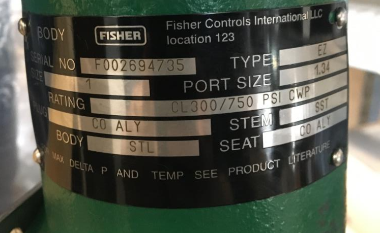 Fisher Controls 1" 300#  Actuated Control Valve Type EZ w/ 657 Actuator