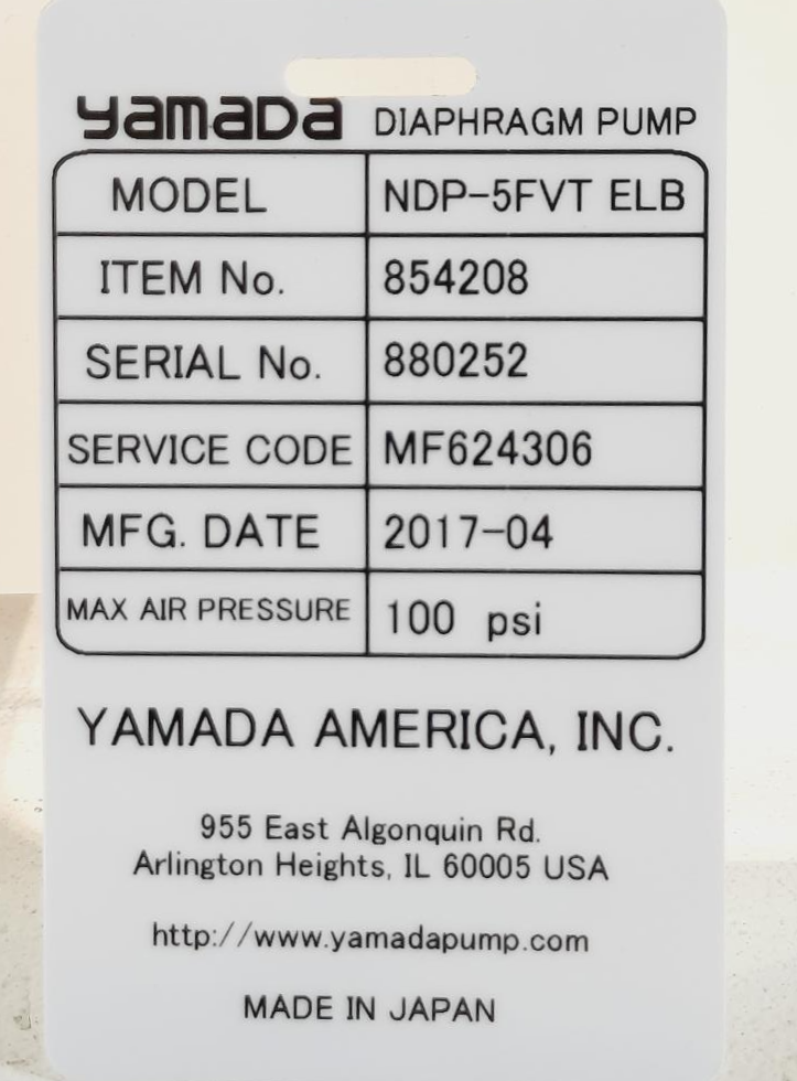 Yamada Pump NDP-5FVT ELB Diaphragm Pump