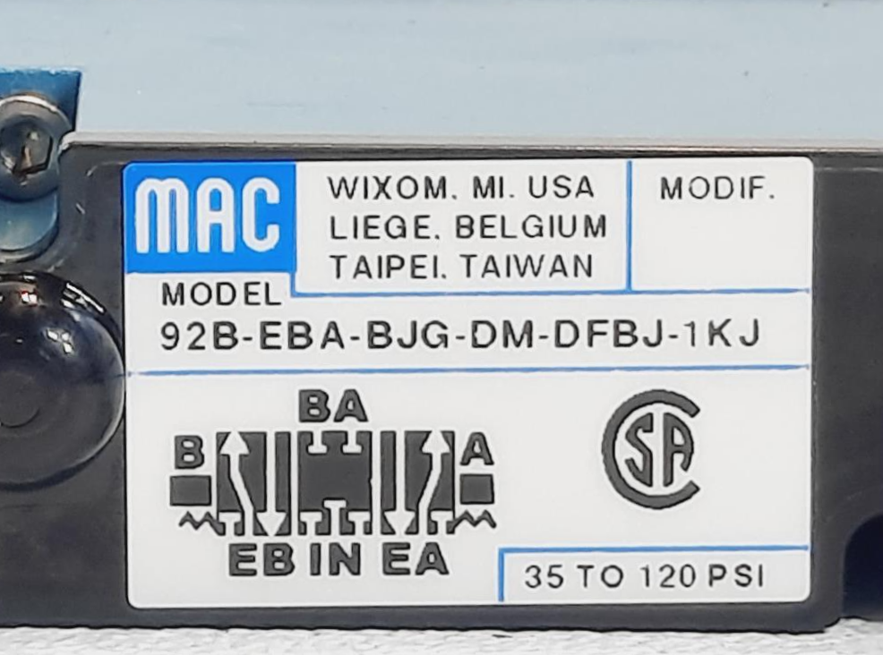 MAC Solenoid Valve 928-EBA-BJG-DM-DFBJ-1KJ 