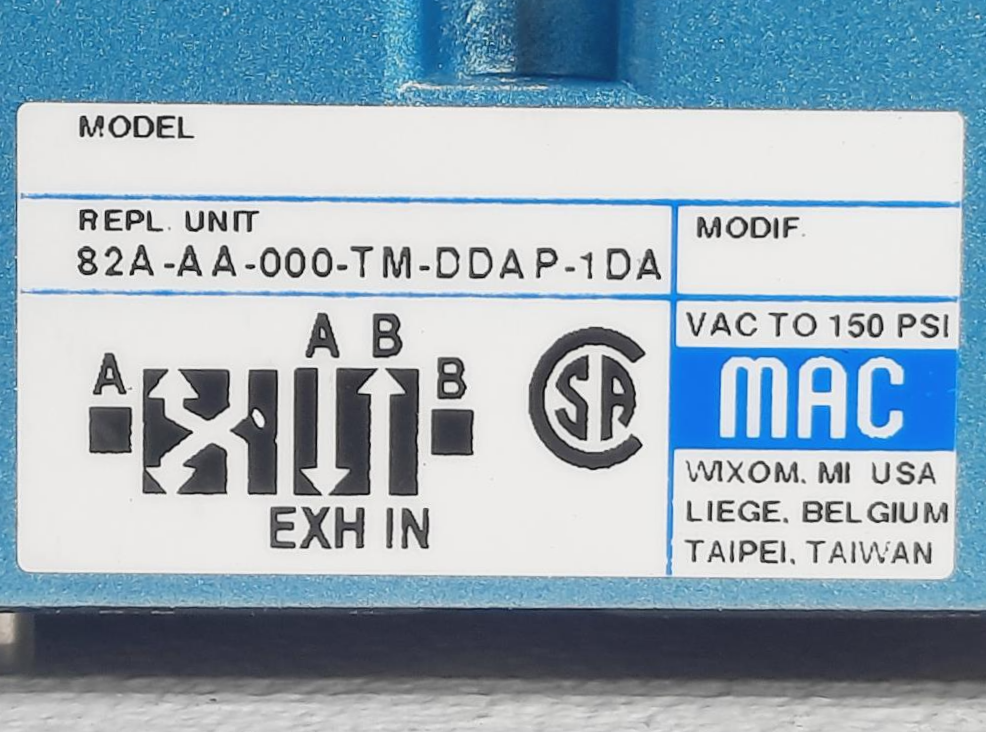MAC Solenoid Valve 82A-AA-000-TM-DDAP-1DA