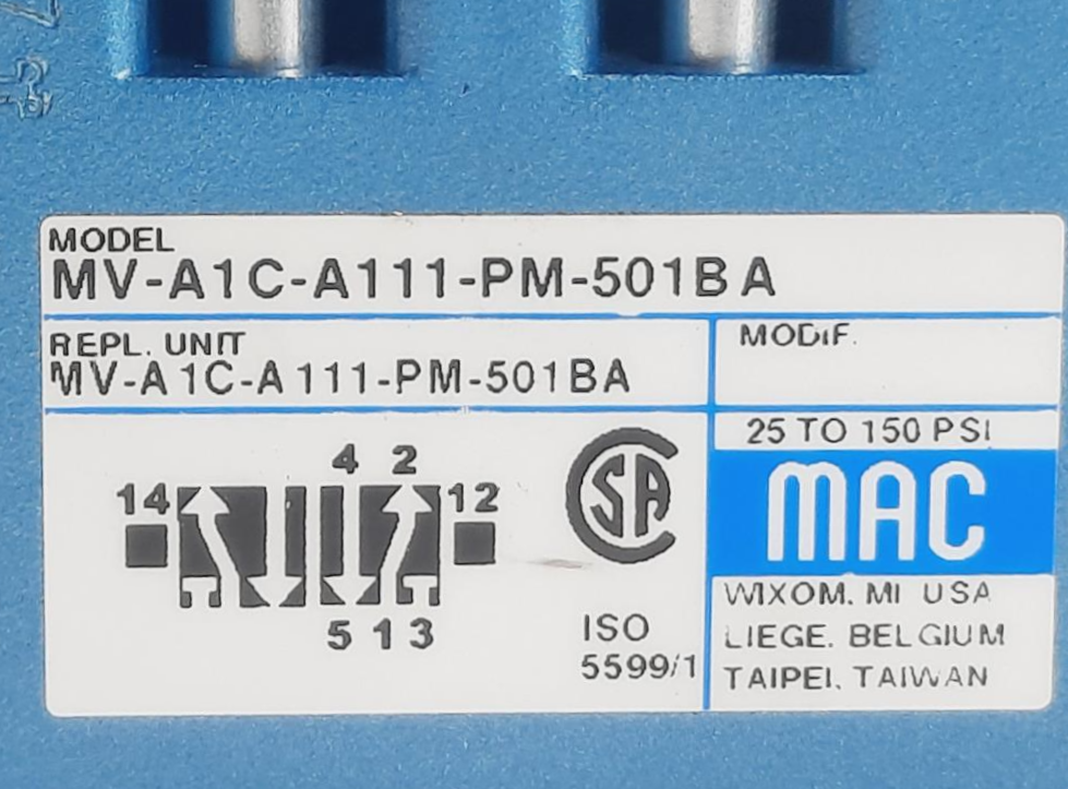 MAC Solenoid Valve MV-A1C-A111-PM-501BA