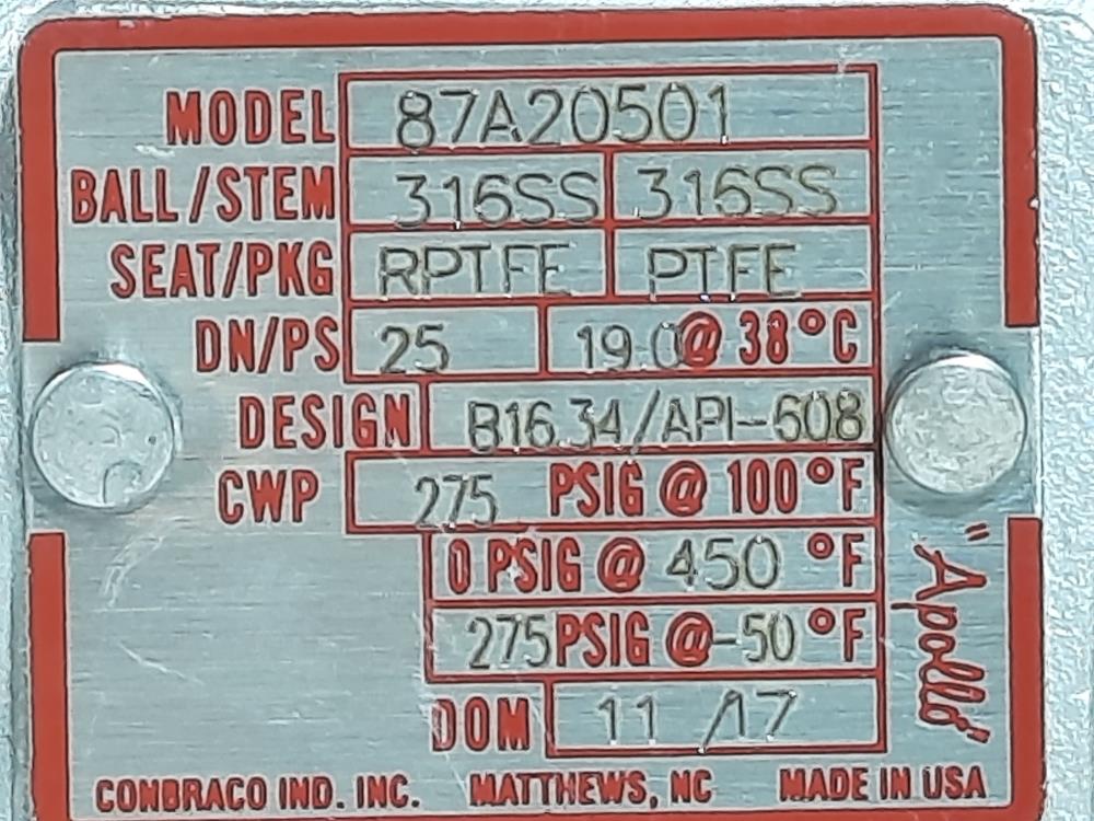Apollo 1" 150# Flanged Ball Valve w/ Bray Actuator & StoneL Axiom Limit Switch