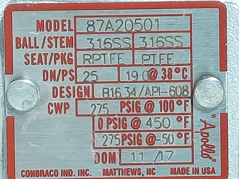 Apollo 1" 150# Flanged Ball Valve w/ Bray Actuator & StoneL Axiom Limit Switch