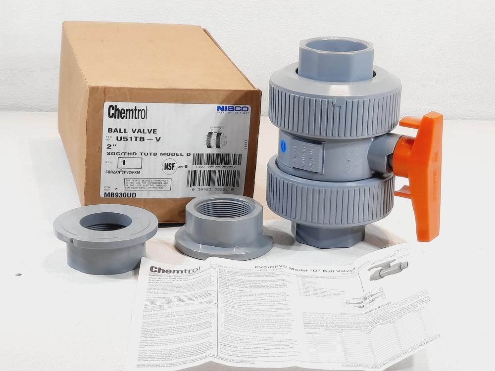 Chemtrol 2" U51TB-V CPVC/FKM Ball Valve SOC/THD TUTB Model D 