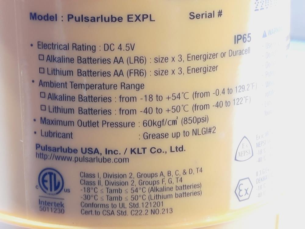 Pulsarlube EXPL 240 Electromechanical lubricator 