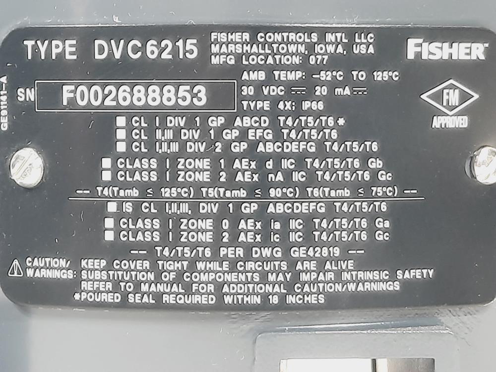 Fisher DVC6215 Digital Valve Controller 