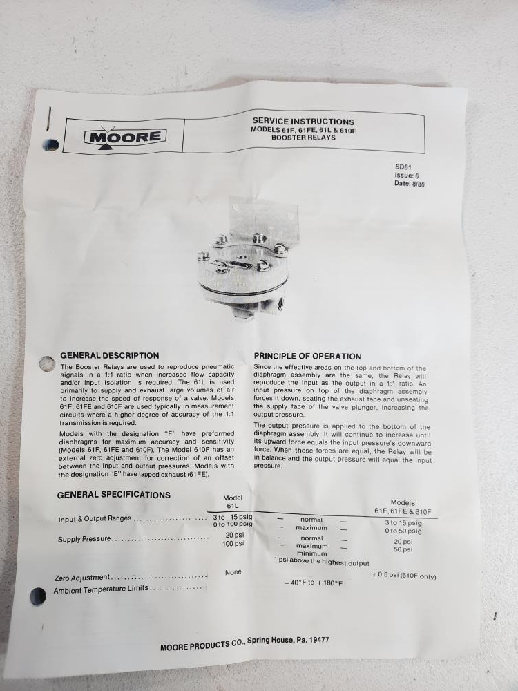 Moore Booster Relay 61F