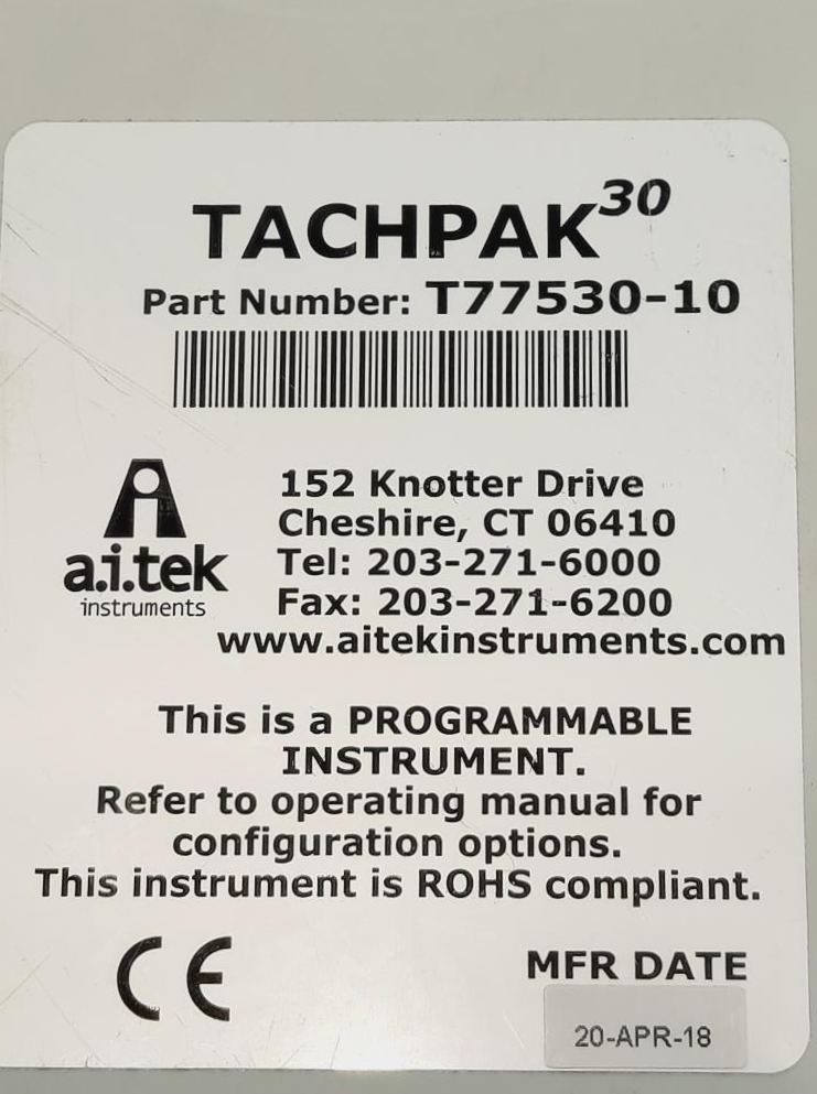 Ai-Tek Instruments T77530-10 Tachpak  