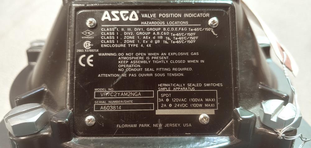 Asco Rotary Valve Position Indicator VR7C2YAT2NGA