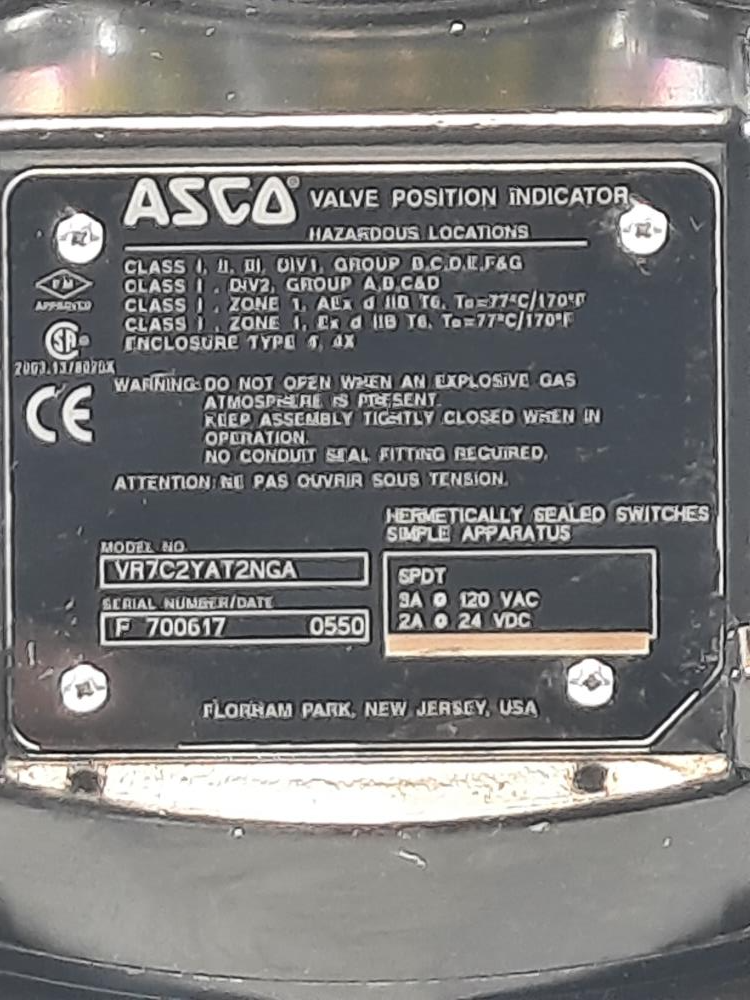 Asco Rotary Valve Position Indicator VR7C2YAT2NGA