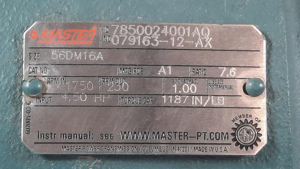 Master Power Transmission 079163-12-AX Gear Reducer