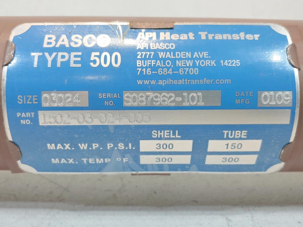 API BASCO 500 Shell and Tube Heat Exchanger 1502-03-024-005