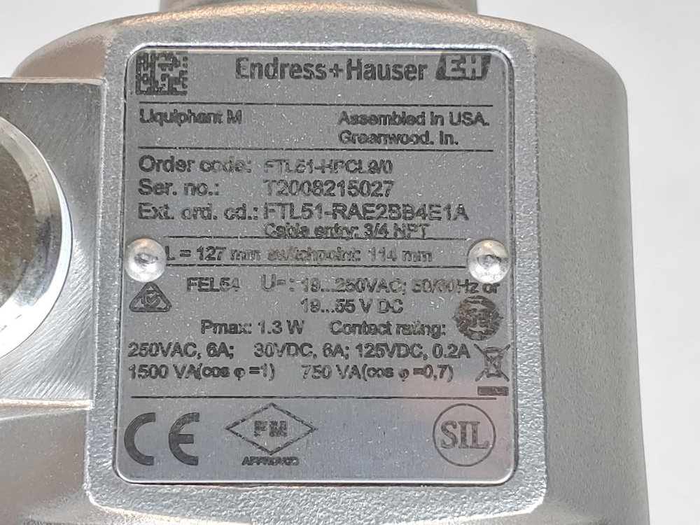Endress Hauser Liquiphant M Level Switch FTL51-HPCL9/0