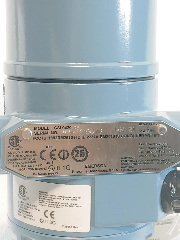 Emerson AMS 9420 Wireless Vibration Transmitter CSI 9420 R5