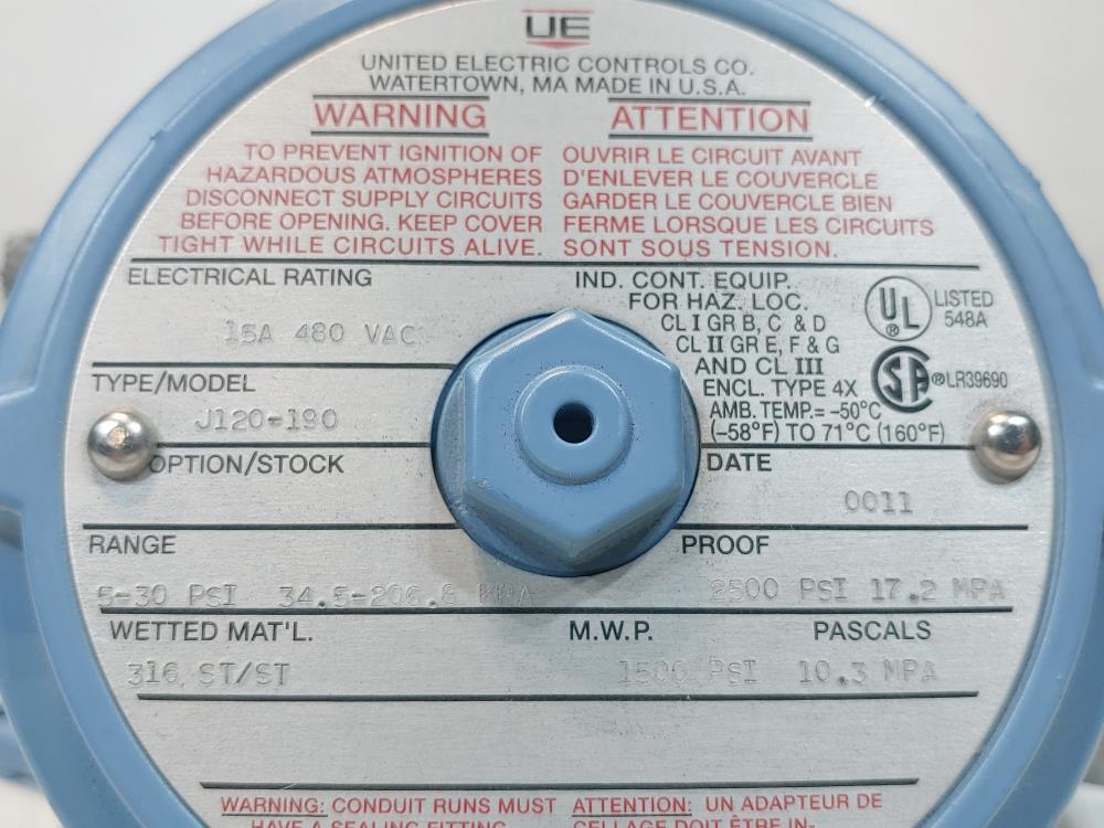 United Electric 120 Series Pressure Switch J120190